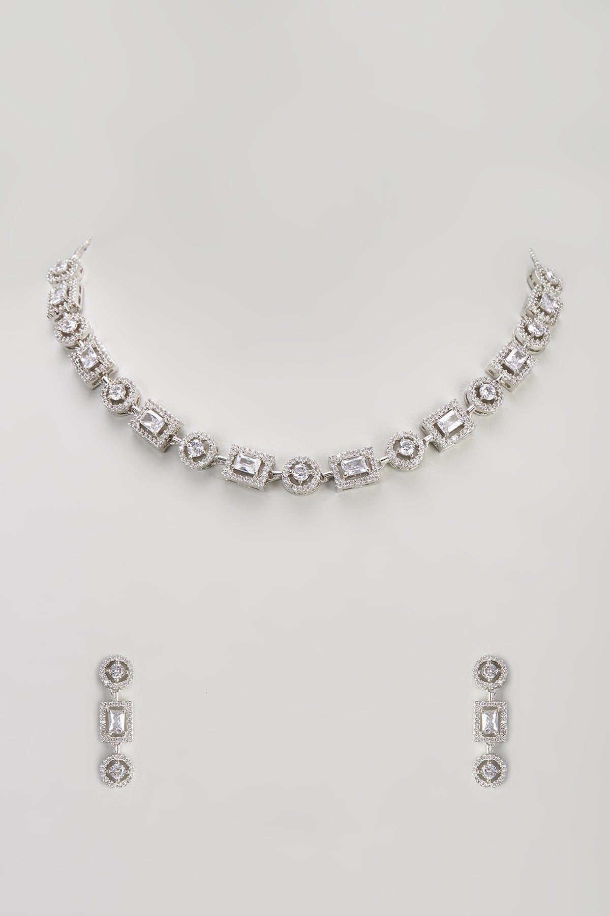 White Finish Zircon Necklace Set