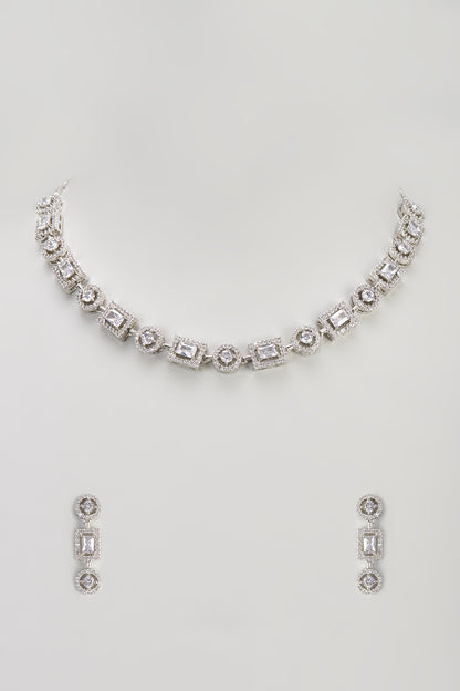White Finish Zircon Necklace Set