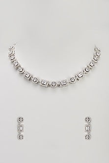 White Finish Zircon Necklace Set