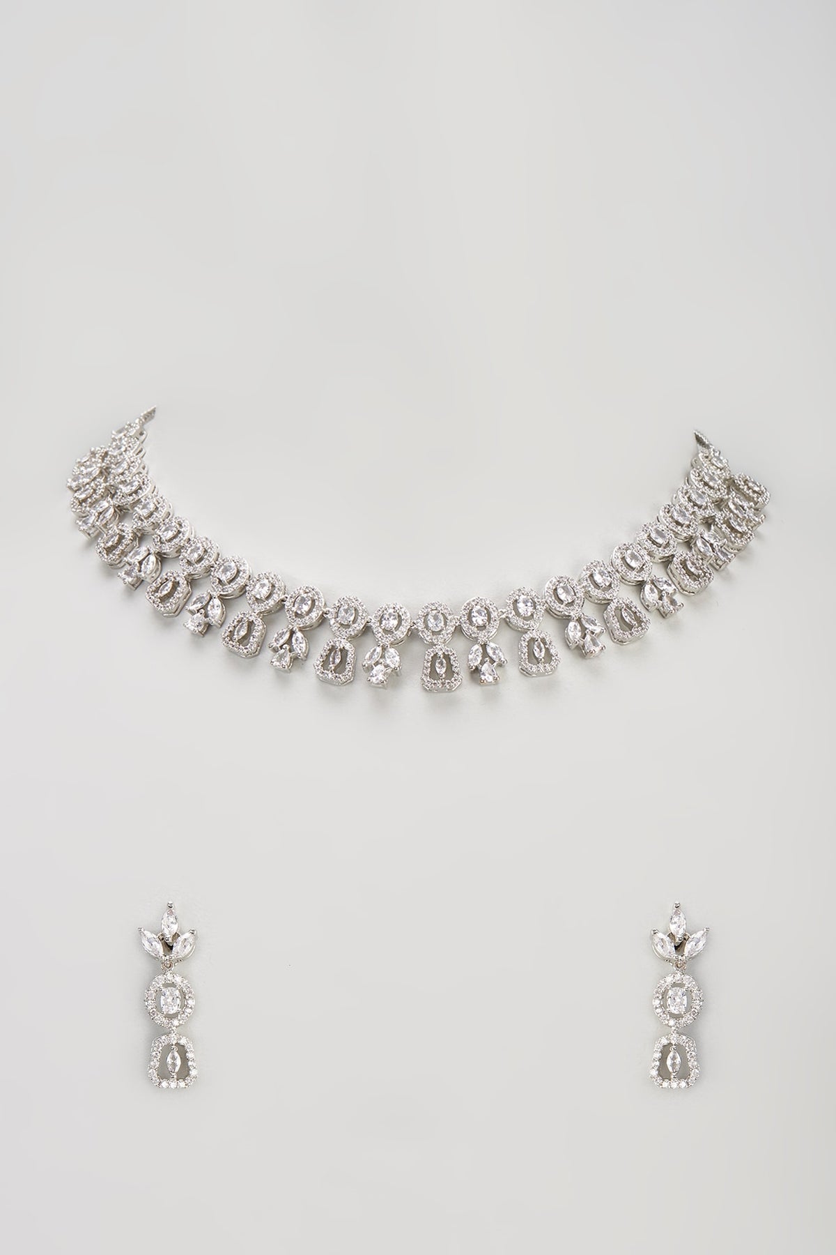 White Finish Zircon Necklace Set