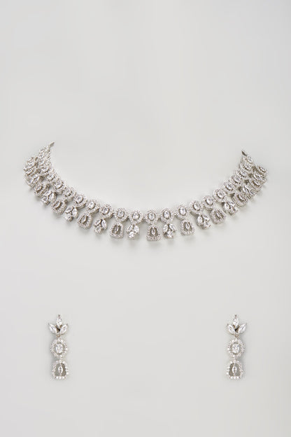 White Finish Zircon Necklace Set