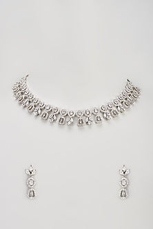 White Finish Zircon Necklace Set