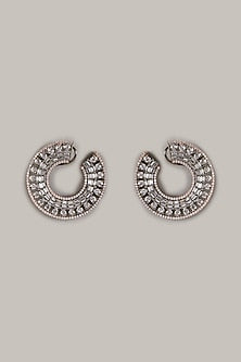 White Finish Zircon Earrings