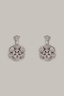 White Finish Zircon Stud Earrings