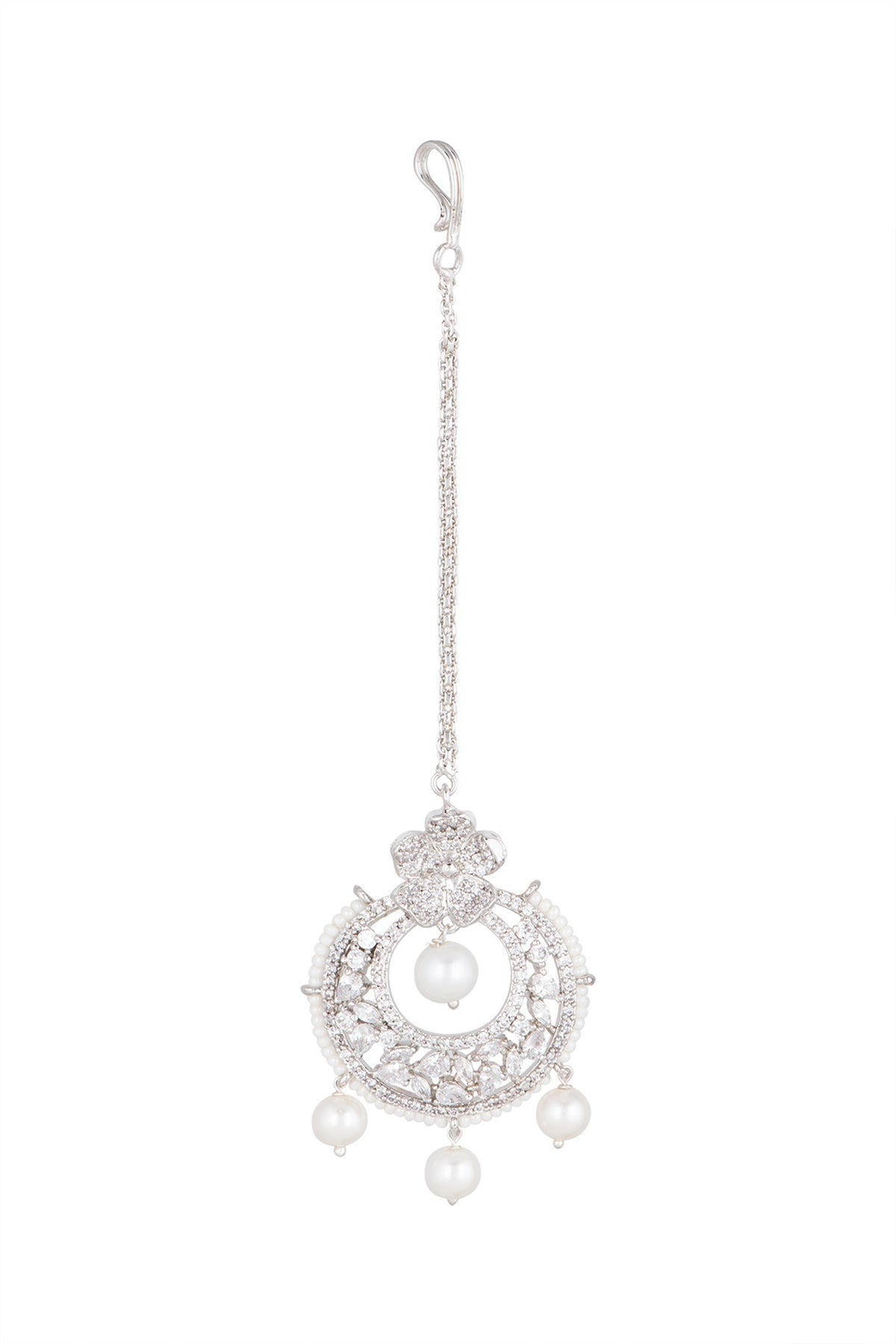 White Finish Pearl & Diamond Maang Tikka