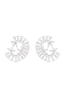 White Finish Faux Diamond Earrings