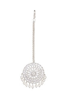 White Finish Pearl & Diamond Maang Tikka