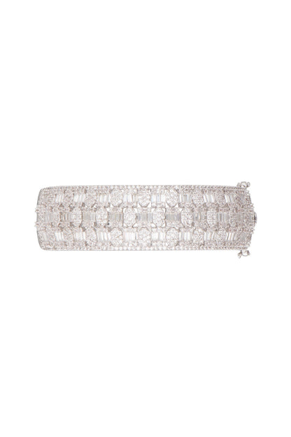 White Finish Faux Diamonds Kada Bracelet