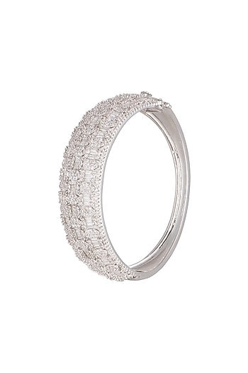 White Finish Faux Diamonds Kada Bracelet