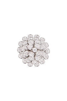 White Finish Diamonds Layered Floral Ring