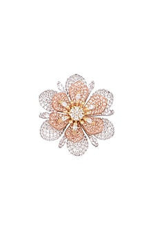 White & Rose Gold Finish Floral Ring
