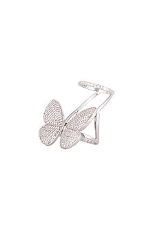 White Finish Diamond Butterfly Ring