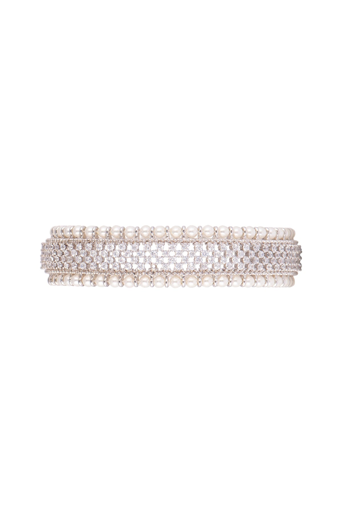 White Finish Faux Pearl Bangles