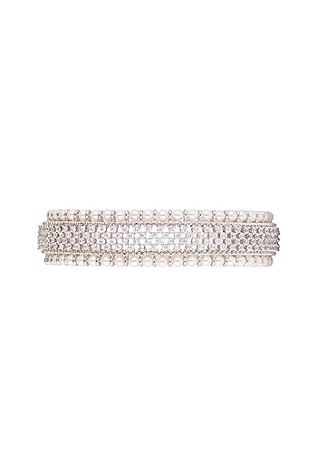 White Finish Faux Pearl Bangles