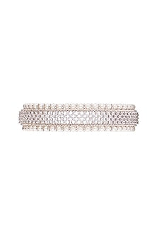 White Finish Faux Pearl Bangles