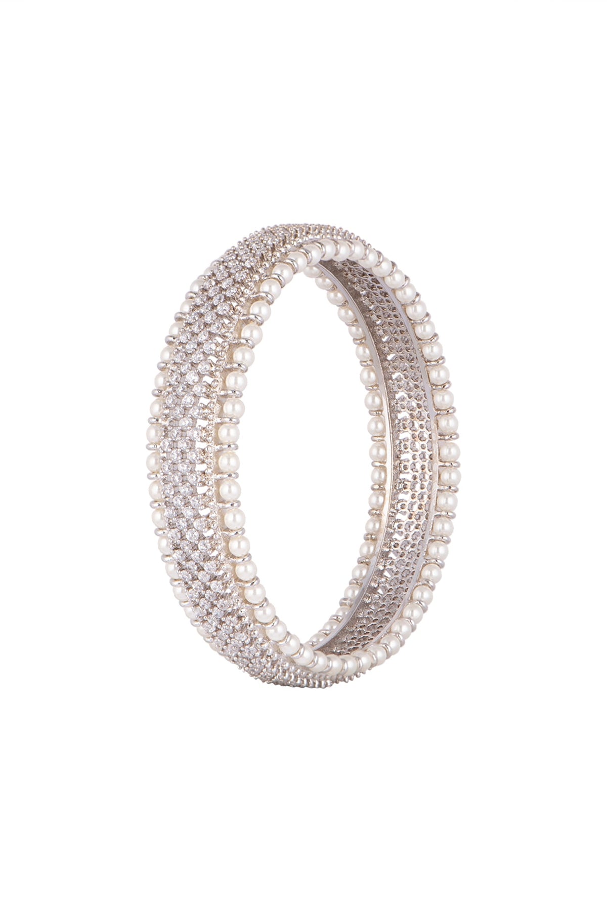 White Finish Faux Pearl Bangles