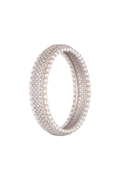 White Finish Faux Pearl Bangles