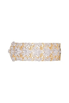 Gold Finish Pearl Floral Bangle