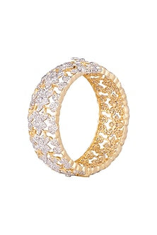 Gold Finish Pearl Floral Bangle