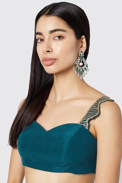 White Finish Diamonds Chandelier Earrings