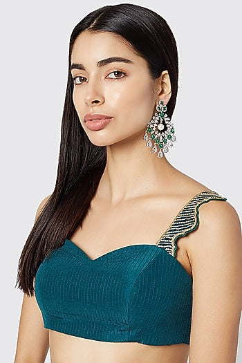 White Finish Diamonds Chandelier Earrings