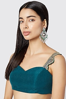 White Finish Diamonds Chandelier Earrings