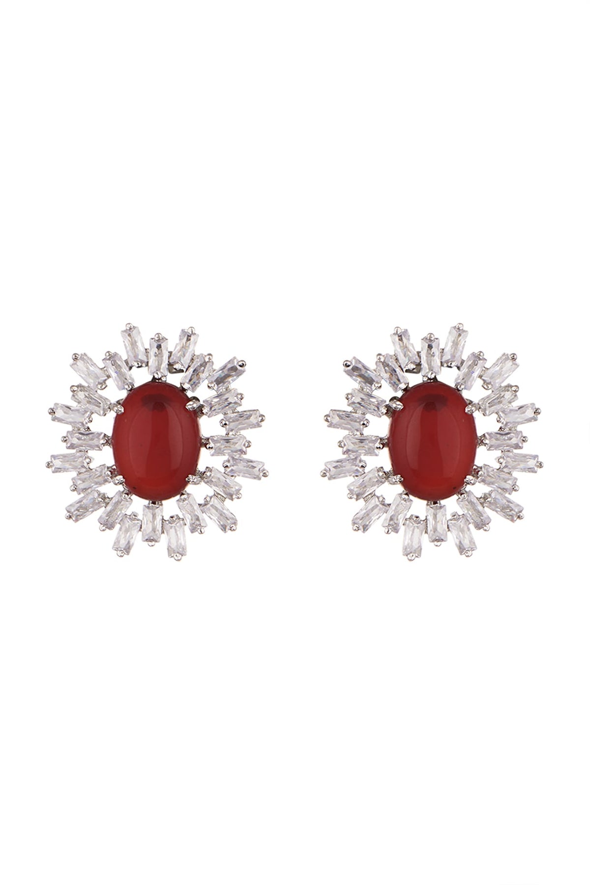 White Finish Faux Diamond Earrings