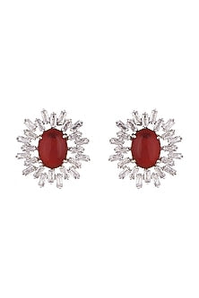 White Finish Faux Diamond Earrings