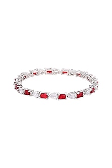 White Finish Faux Diamond Bangles