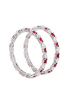 White Finish Faux Diamond Bangles