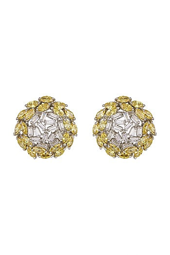 White Finish White Diamond Earrings
