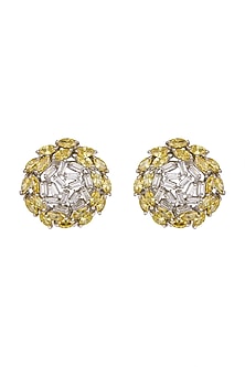 White Finish White Diamond Earrings