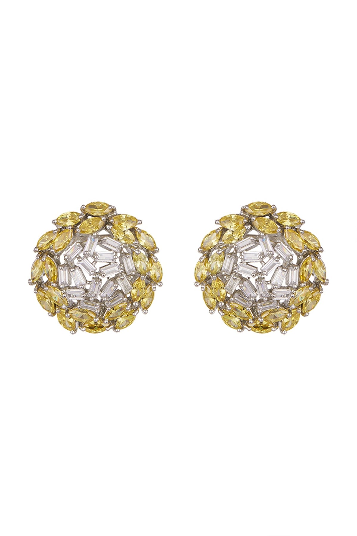White Finish White Diamond Earrings