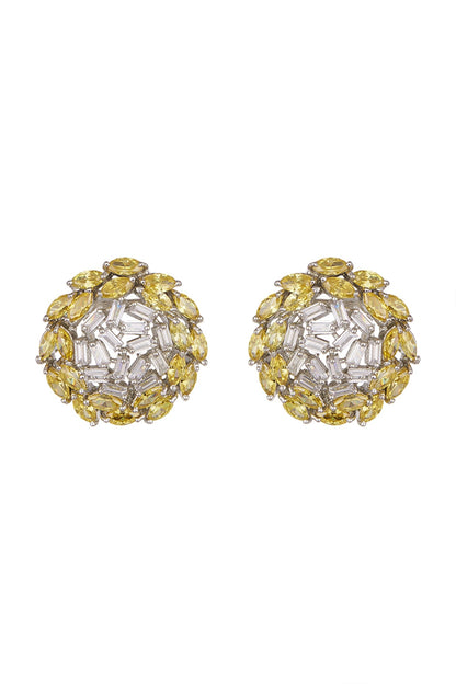 White Finish White Diamond Earrings
