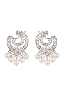 White Finish Pearl Earrings