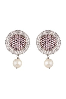 White Finish Pearl Drop Earrings