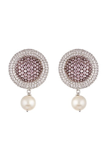 White Finish Pearl Drop Earrings