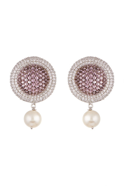 White Finish Pearl Drop Earrings