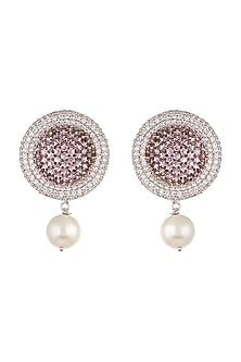 White Finish Pearl Drop Earrings