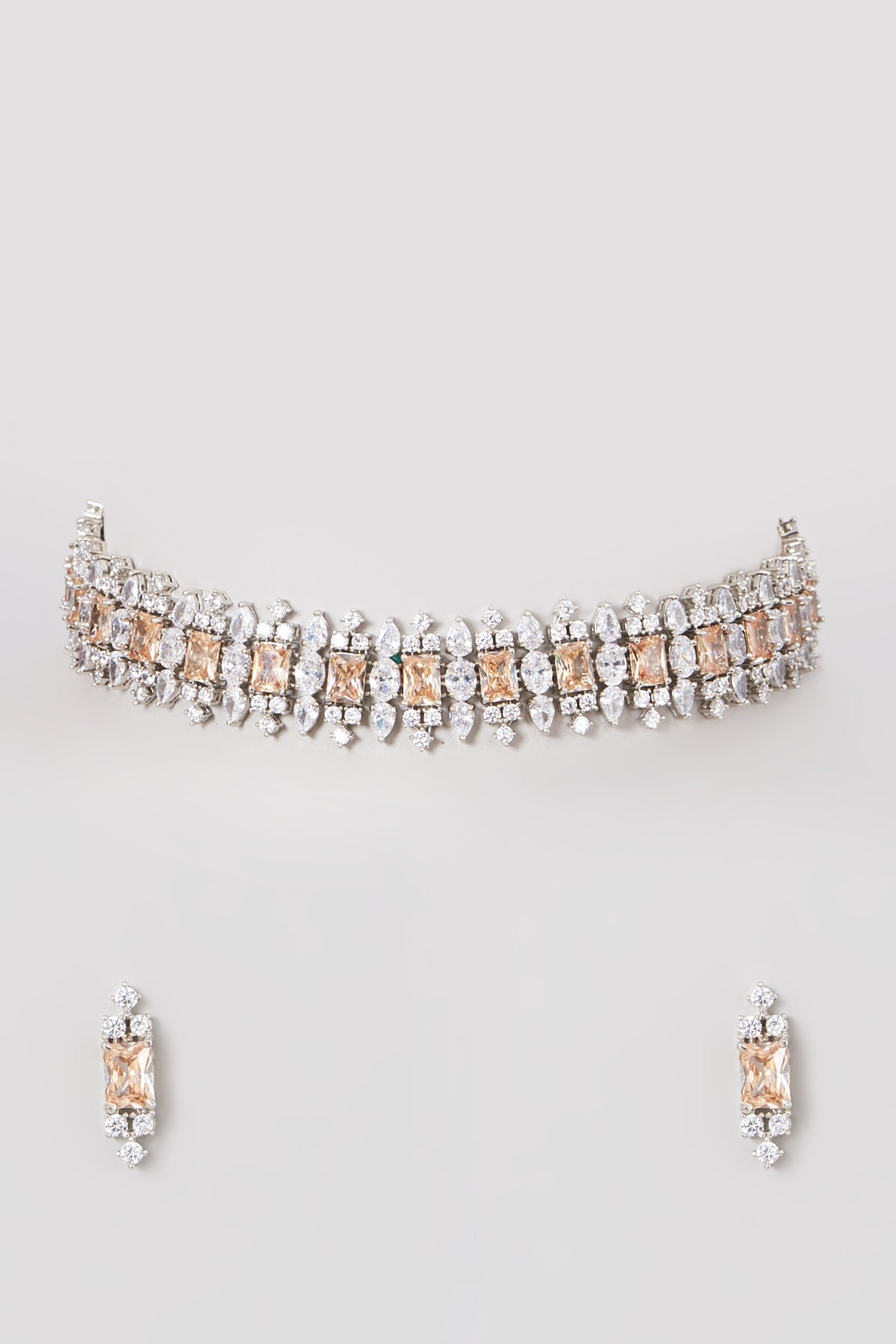 White Finish Zircons Necklace Set