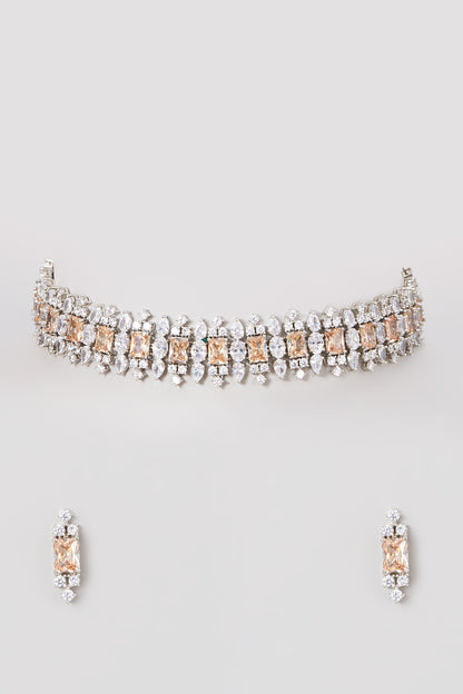 White Finish Zircons Necklace Set