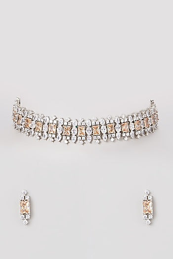 White Finish Zircons Necklace Set