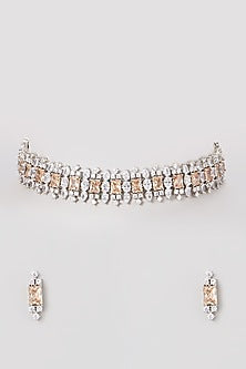 White Finish Zircons Necklace Set