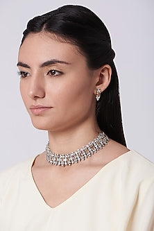 White Finish Zircons Necklace Set
