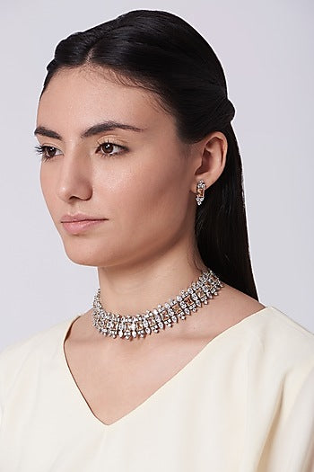 White Finish Zircons Necklace Set