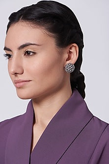 Black Rhodium Finish Zircon Stud Earrings