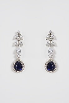 White Finish Blue Stone & Zircon Necklace Set