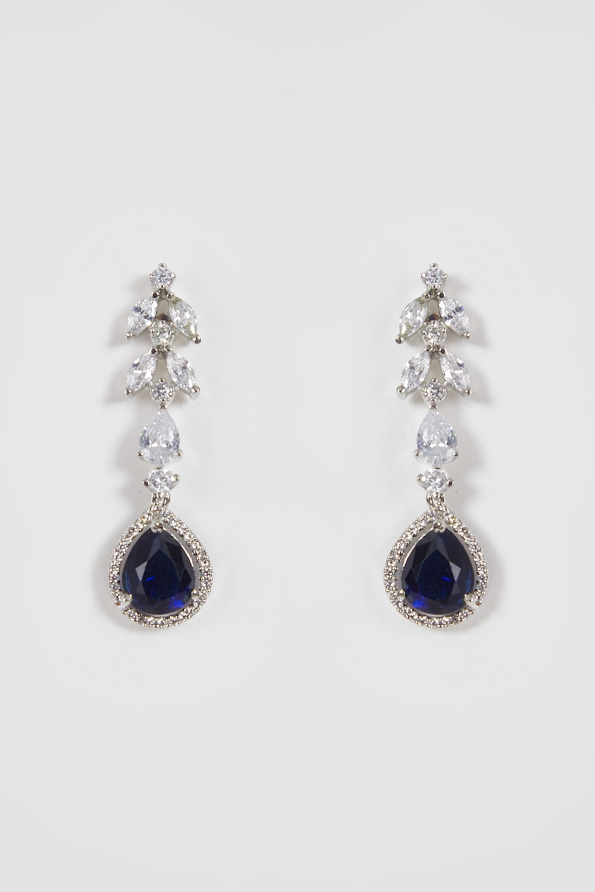 White Finish Blue Stone & Zircon Necklace Set