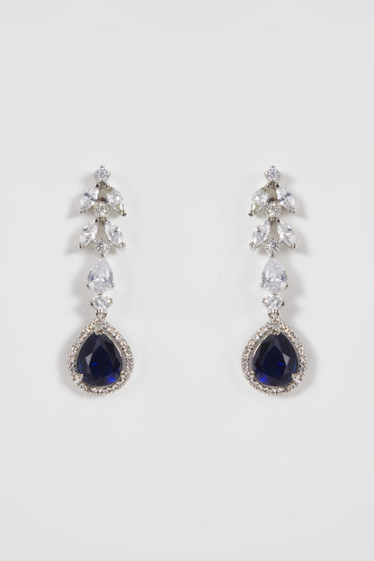 White Finish Blue Stone & Zircon Necklace Set