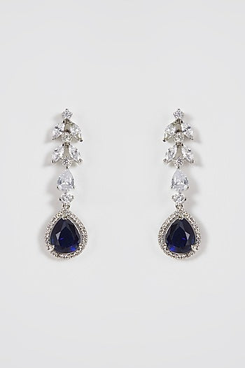 White Finish Blue Stone & Zircon Necklace Set
